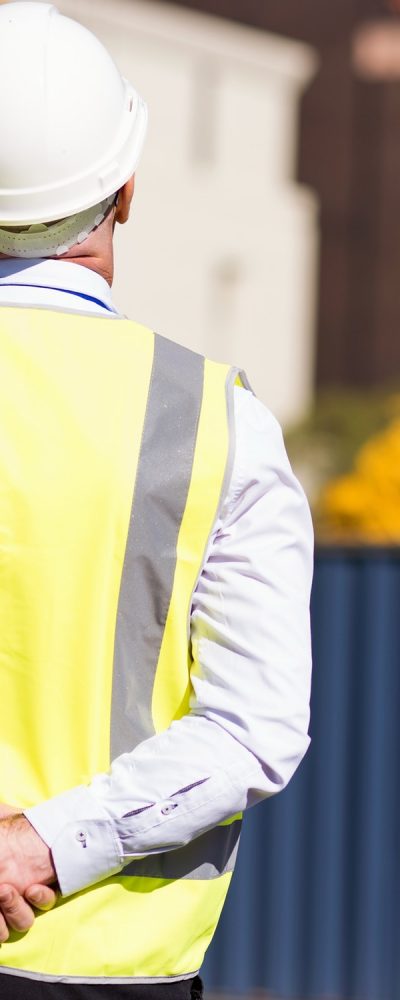 Engineer builder at construction site